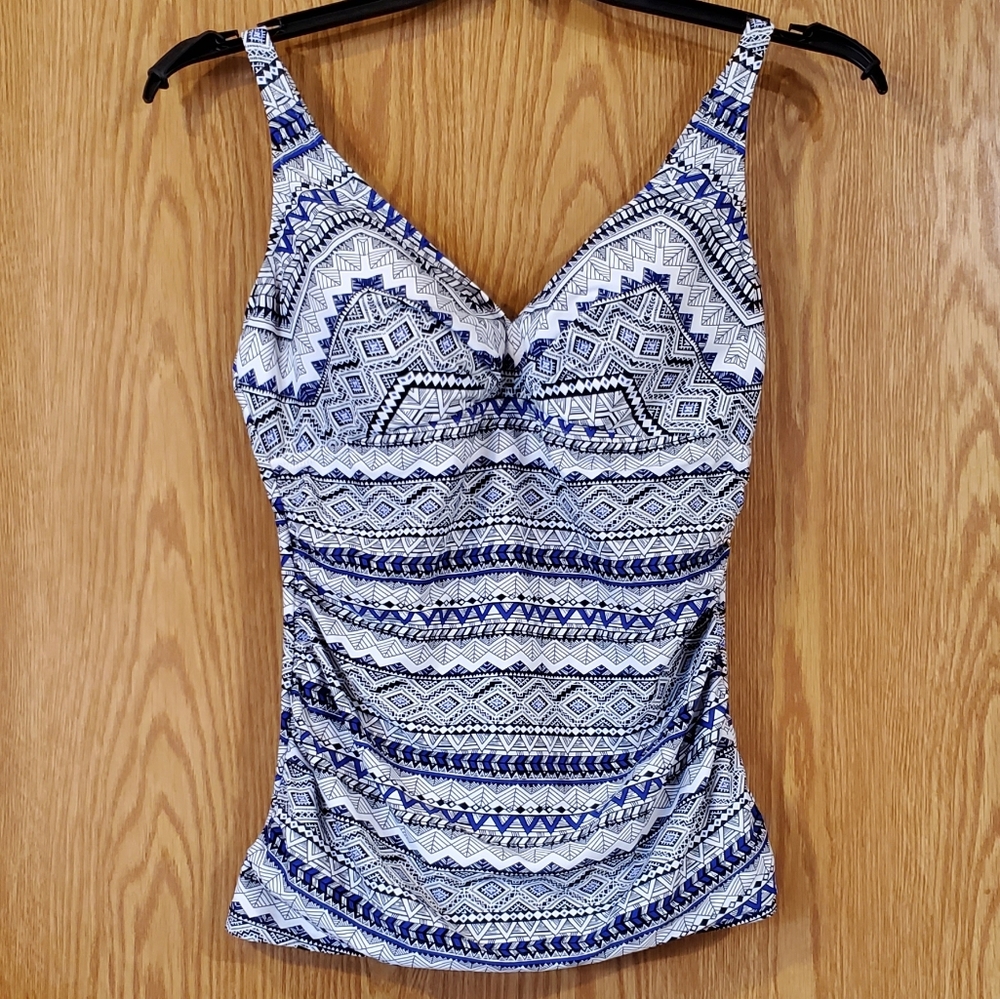 Profile by Gottex Ixtapa tankini top ruched,wire free shelf bra size 40D - Picture 2 of 15